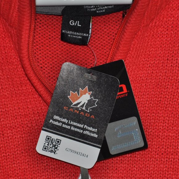 New with Tags Team Canada World Cup Hockey Red Knit Sogo Sports Sweater L - Picture 4 of 6